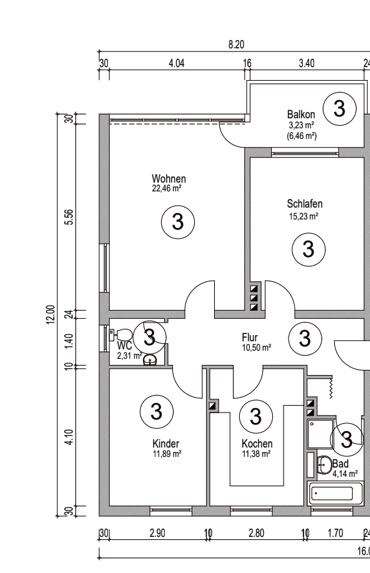 Grundriss der Beispielwohnung in Kassel